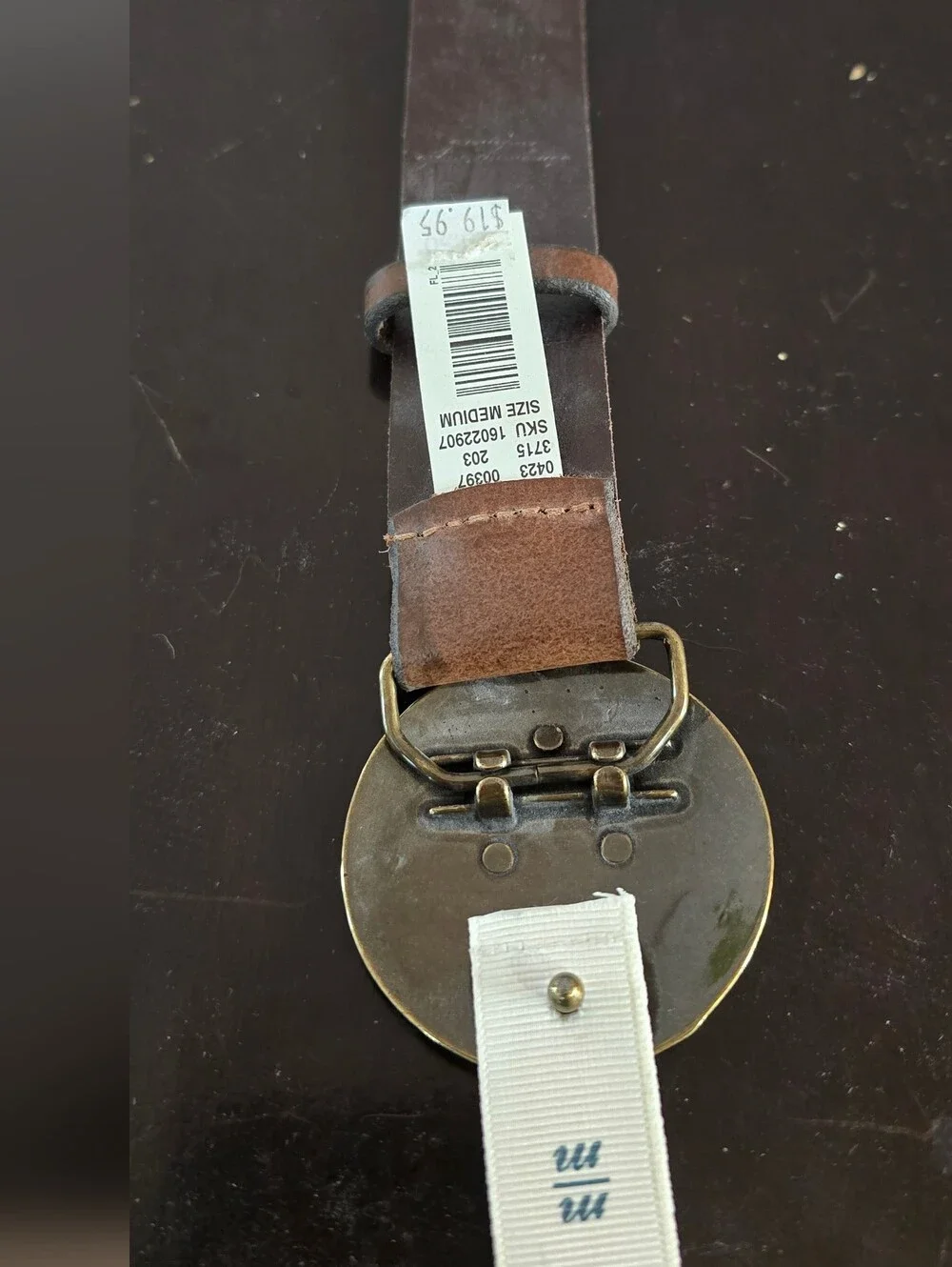 American Eagle Brown Leather Belt with Ornate Gold Buckle